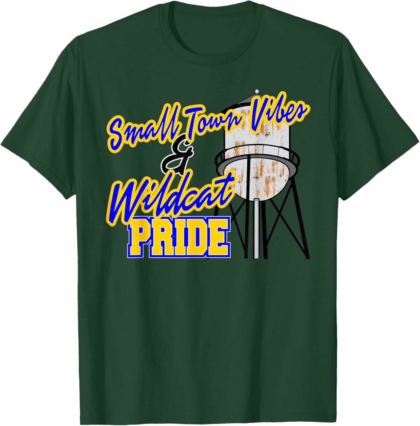 Small Town Vibes and Wildcat Pride School Spirit Blue Yellow Women Kids T-Shirt - T-Shirt | Forest