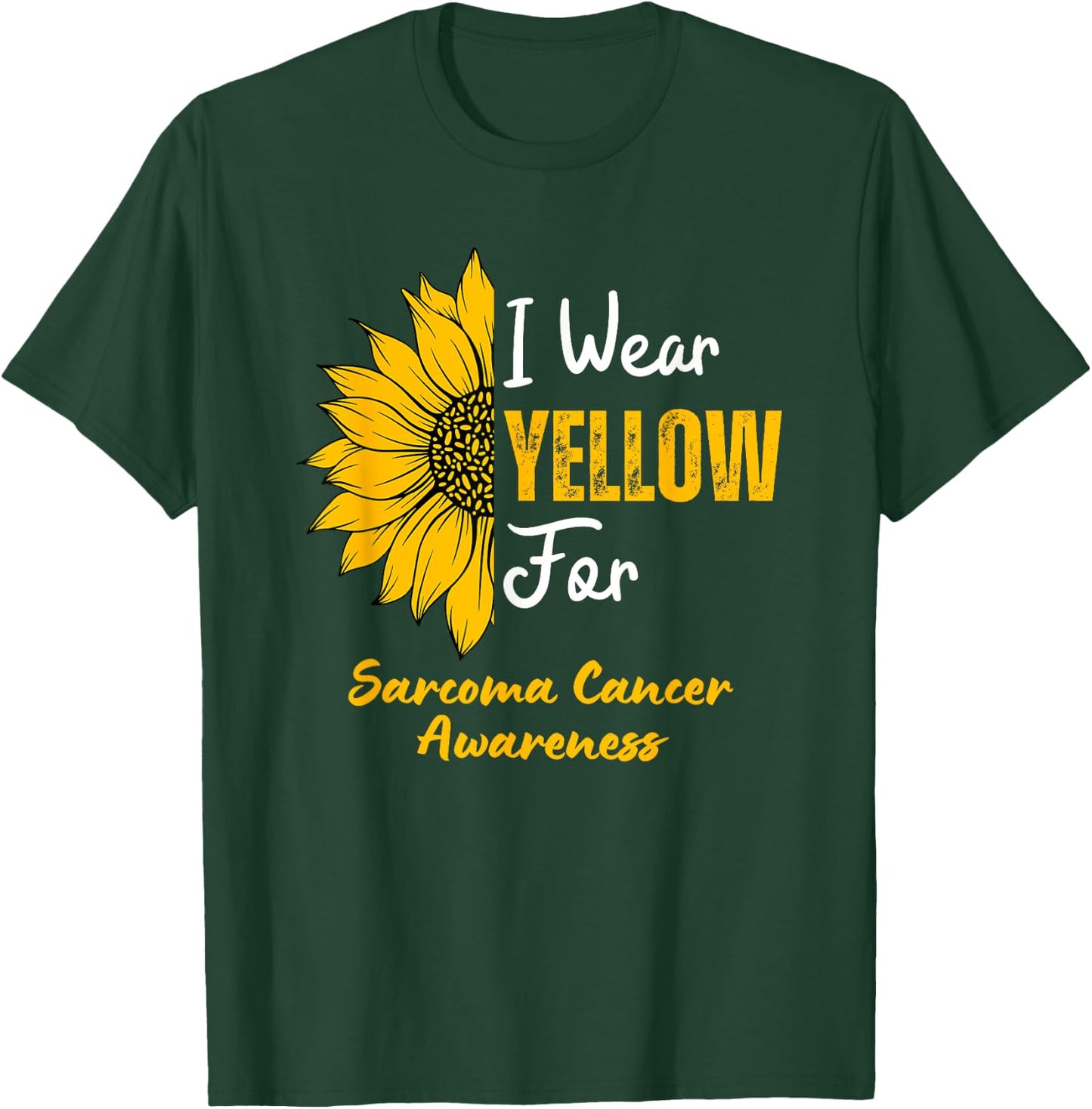 I Wear Yellow for Sarcoma Cancer Awareness Sunflower T-Shirt - T-Shirt | Forest
