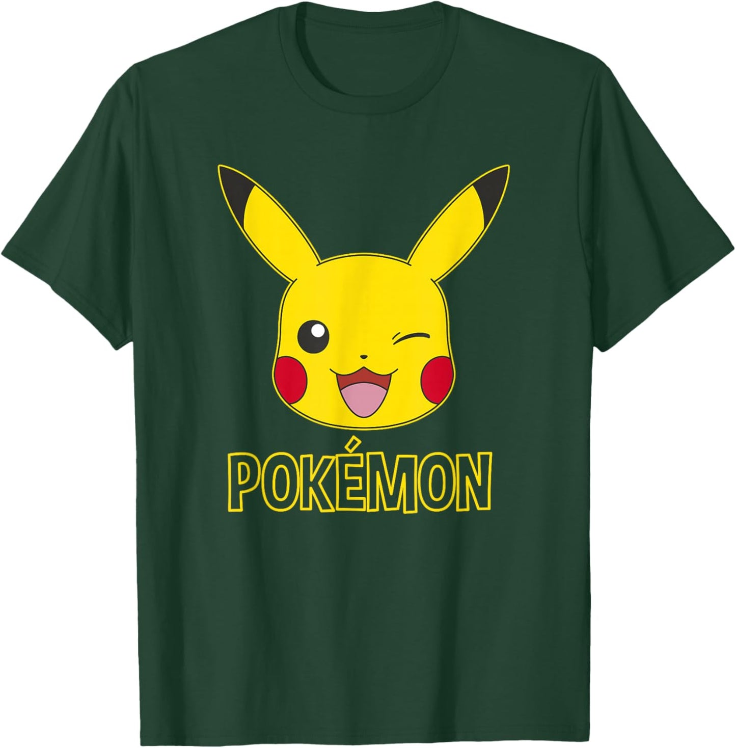Pokémon Pikachu Cute Wink Classic Logo T-Shirt - T-Shirt | Forest