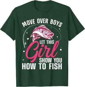 Funny Fishing Design For Girls Women Fisherman Fishing Lover T-Shirt - T-Shirt | Forest