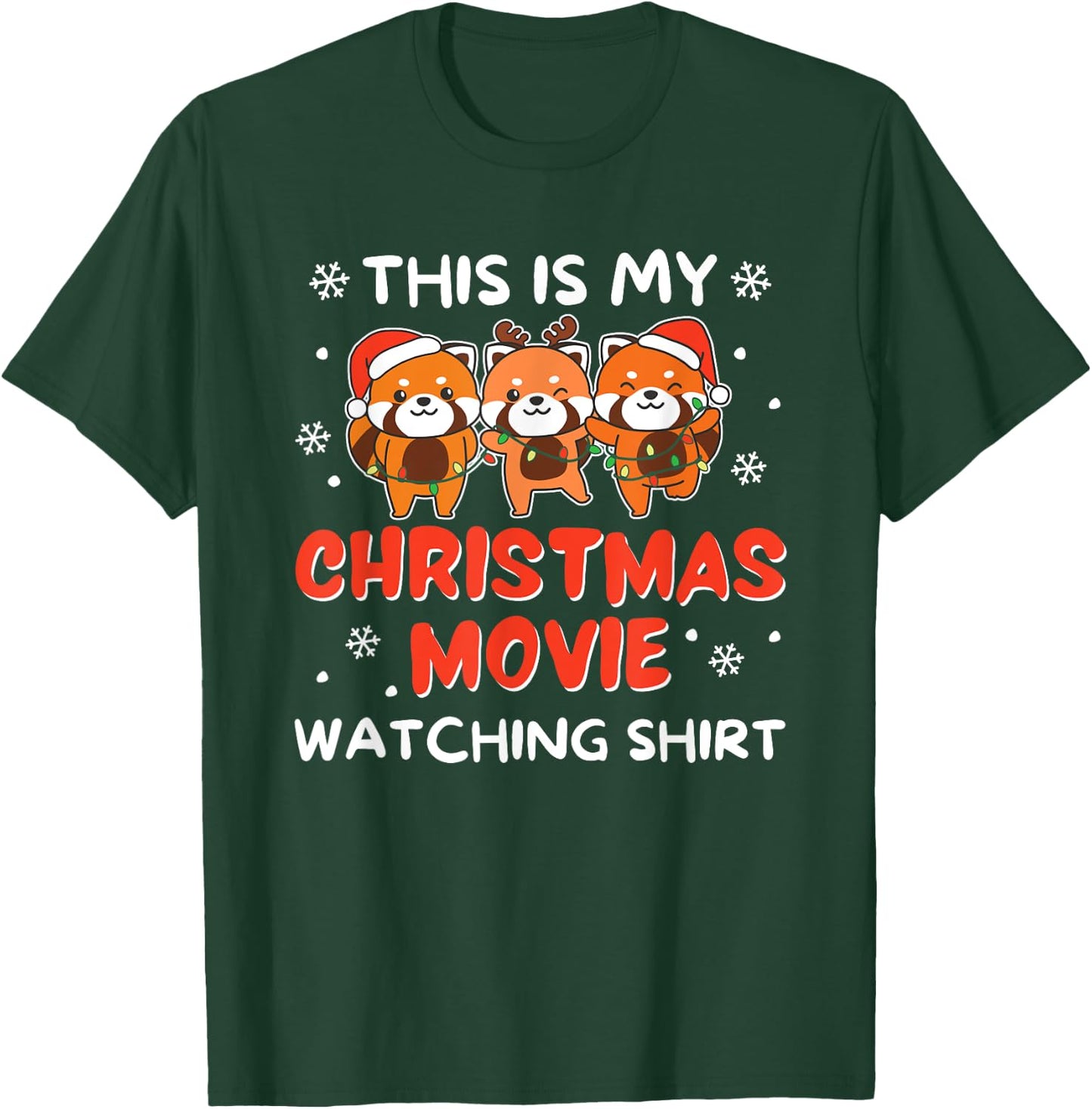 Red Panda Christmas Movie Watching T-Shirt - T-Shirt | Forest
