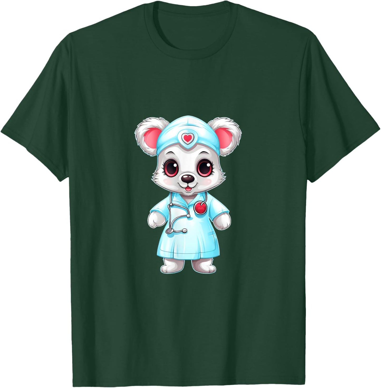 Bear Nurse RN Nursing Stethoscope Nurses T-Shirt - T-Shirt | Forest