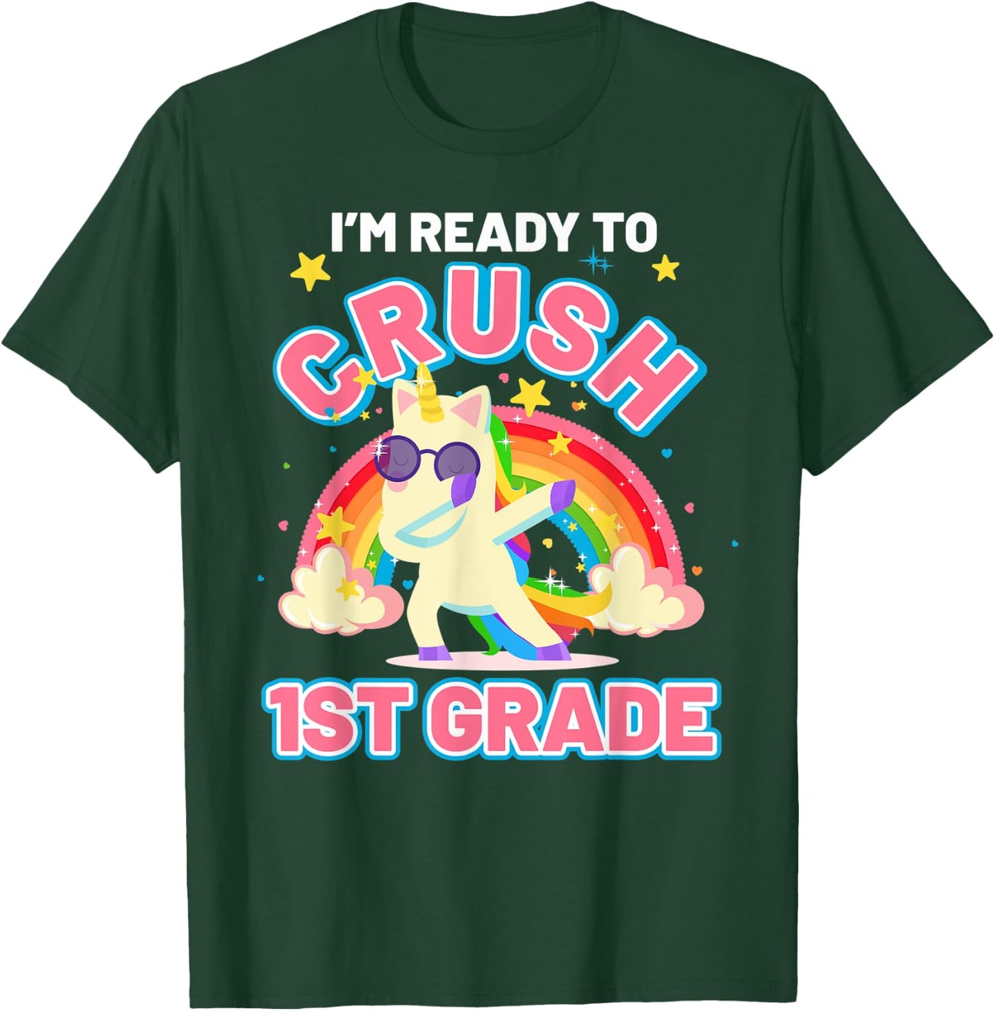 Welcome Back To School Unicorn Crushing 1st Grade T-Shirt - T-Shirt | Forest