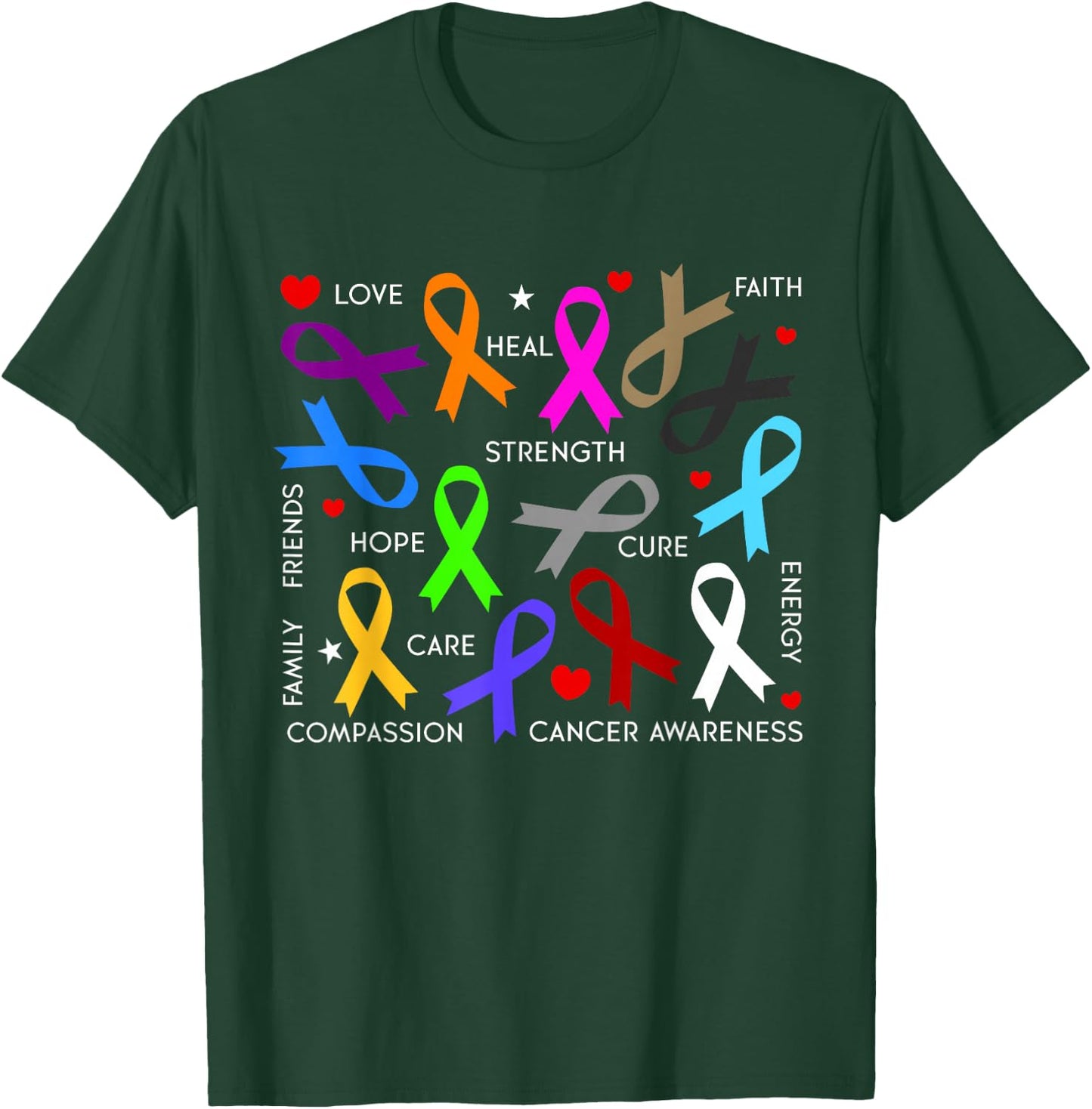 Cancer Awareness - Fight Cancer Ribbons T-Shirt - T-Shirt | Forest