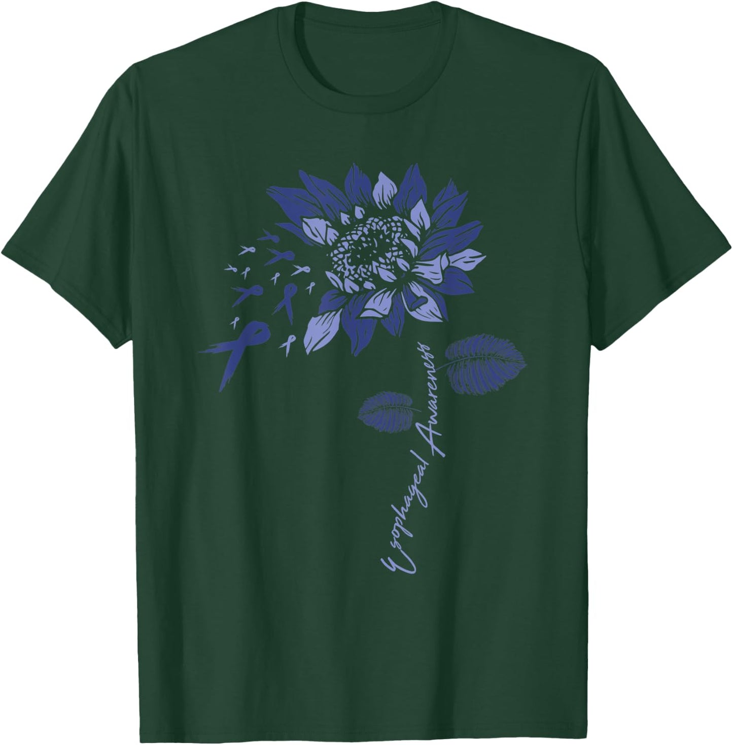 Sunflower Esophageal Cancer Awareness Ribbon Team Family T-Shirt - T-Shirt | Forest