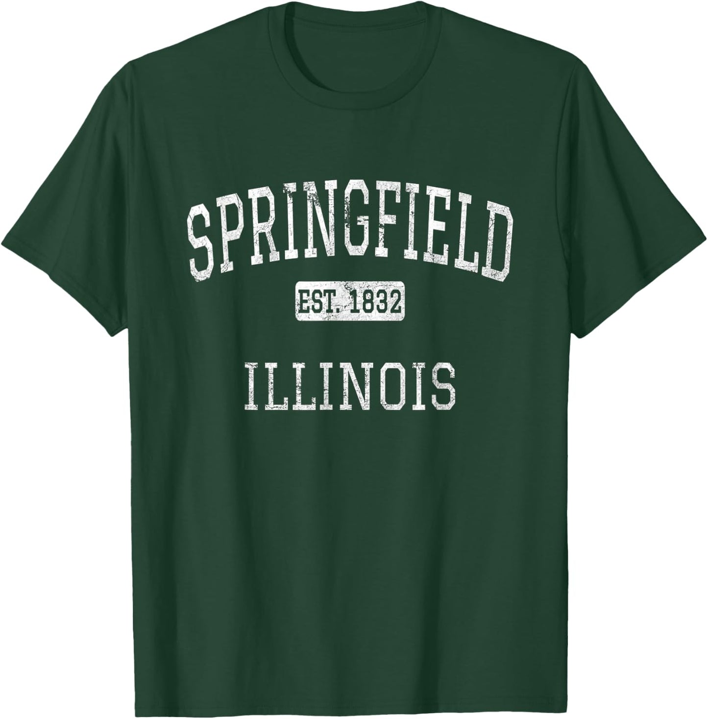 Springfield Illinois Vintage - -Adults, Black, Small, Short Sleeve, , Classic Fit, Cotton Blend, Vintage, Sports, Exercise and Fitness, All Seasons T-Shirt - T-Shirt | Forest