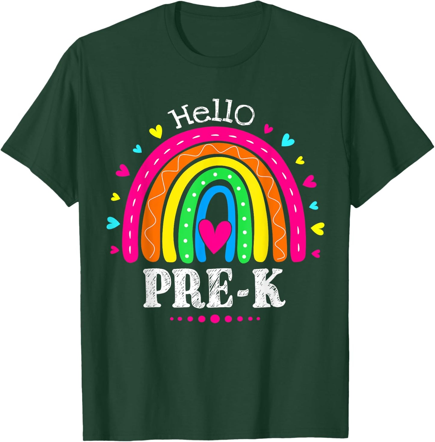 Cute Hello Pre-K Back To School Pre-K Teacher Rainbow Women Kids T-Shirt - T-Shirt | Forest