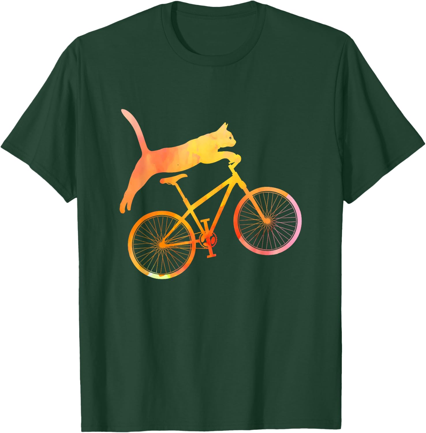 Animals Riding Bikes Cat on a Bike Funny Cat for Cyclists, -Adults & Kids, Black, Short Sleeve, Classic Fit T-Shirt - T-Shirt | Forest