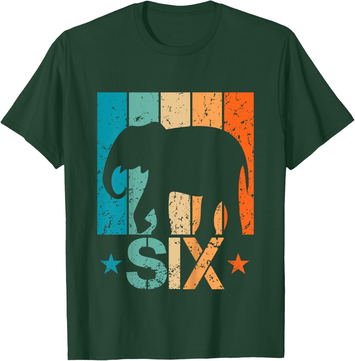Funny 6th Elephant Birthday 6 Year Old Birthday Elephant T-Shirt - T-Shirt | Forest