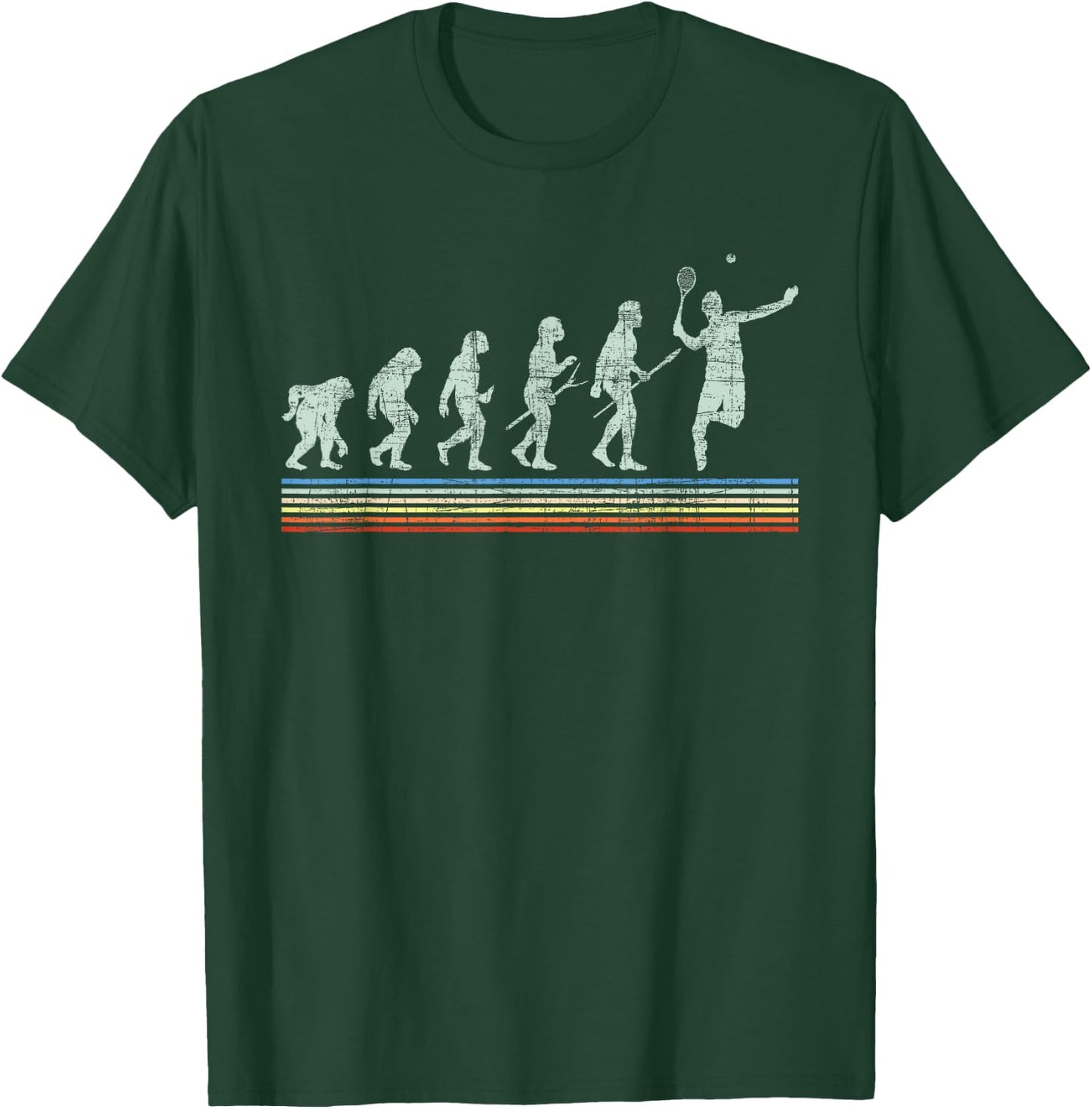 Retro Tennis Player Evolution - Racket Game Sports Lover T-Shirt - T-Shirt | Forest
