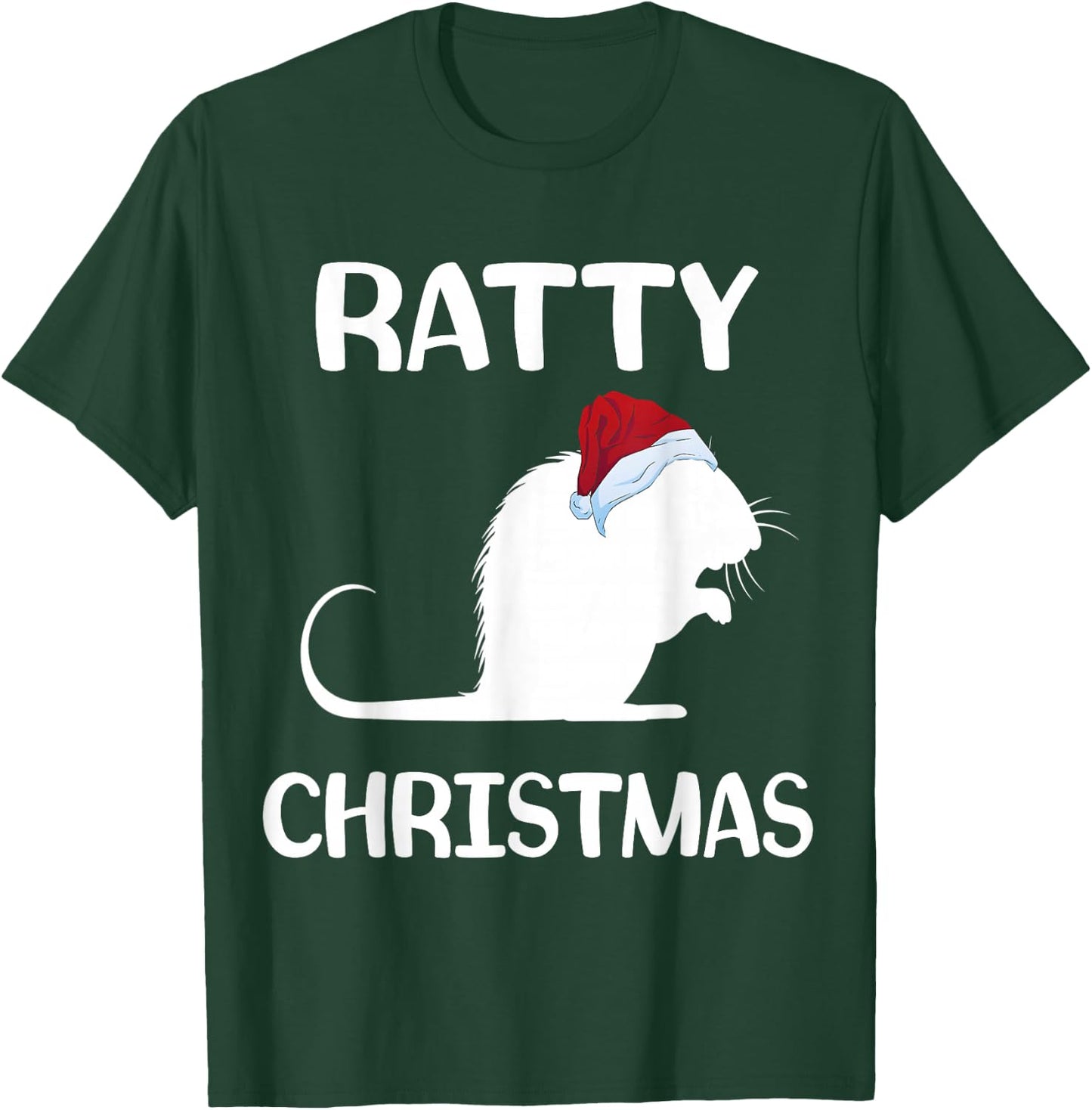Ratty Christmas Santa Hat Rat Rodent Owner Mouse Rat Lover T-Shirt - T-Shirt | Forest
