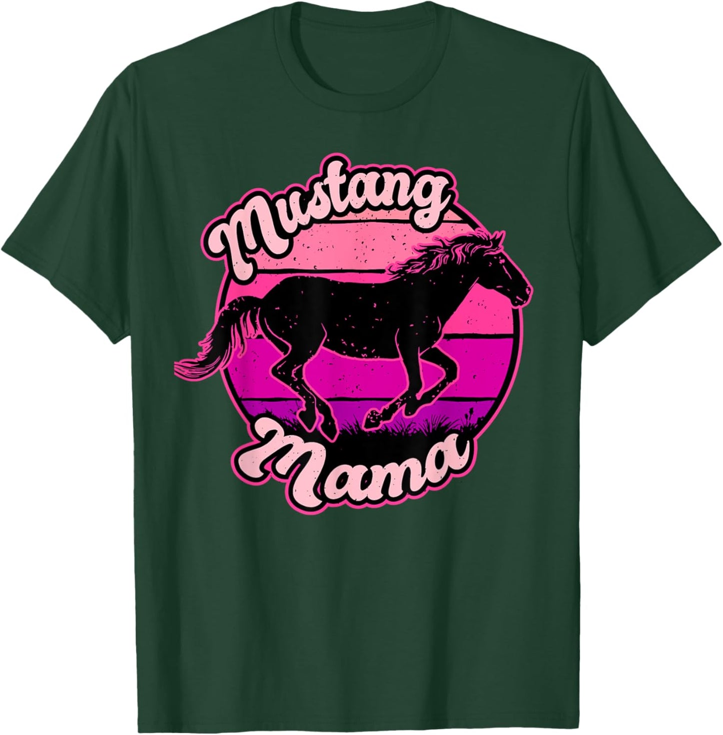 Mustang Mama, Mother Day, Mum, Horse Lover, Western, Retro T-Shirt - T-Shirt | Forest