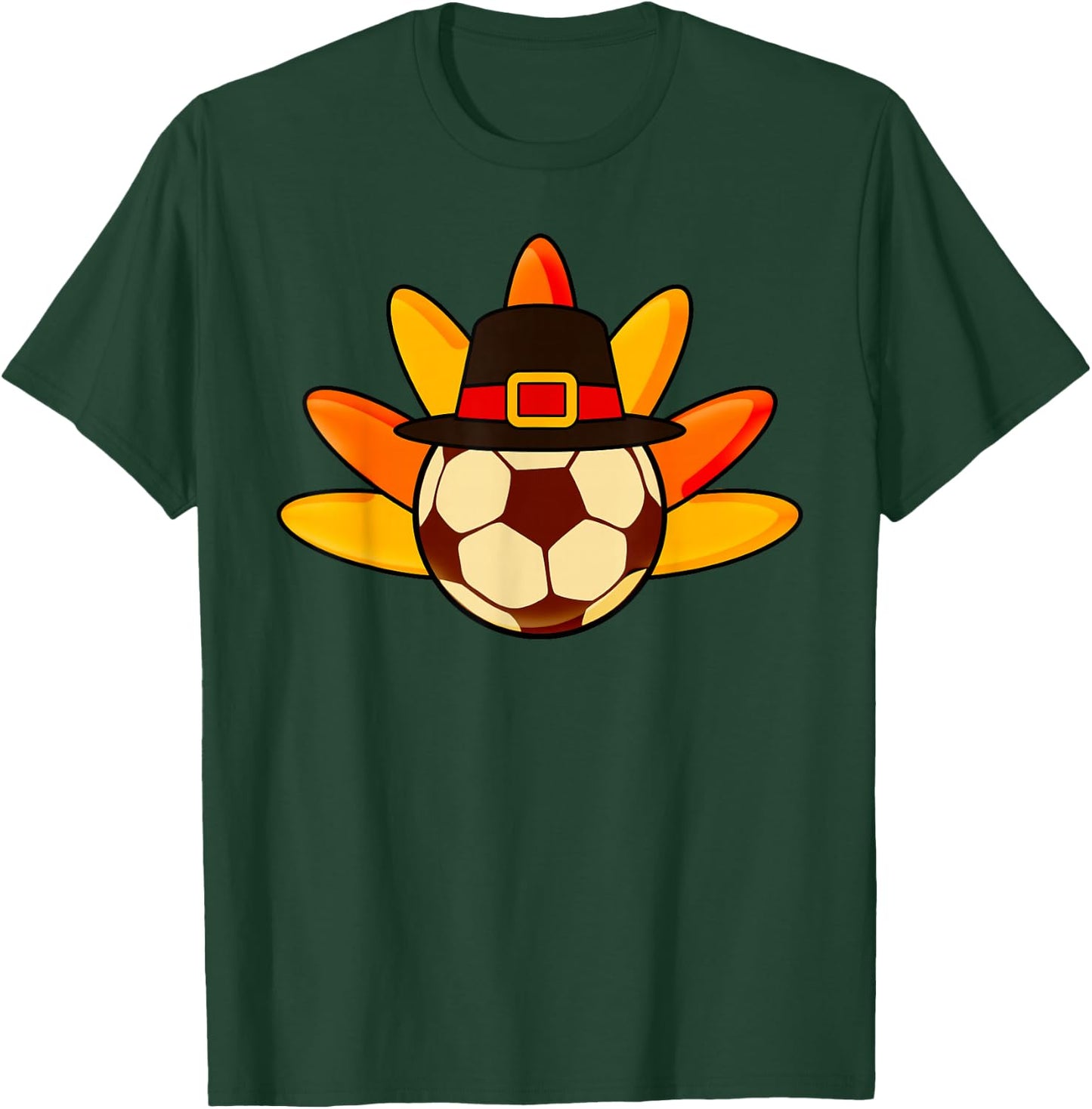 Cute Turkey Soccer Ball for Toddler Soccer Thanksgiving Day T-Shirt - T-Shirt | Forest