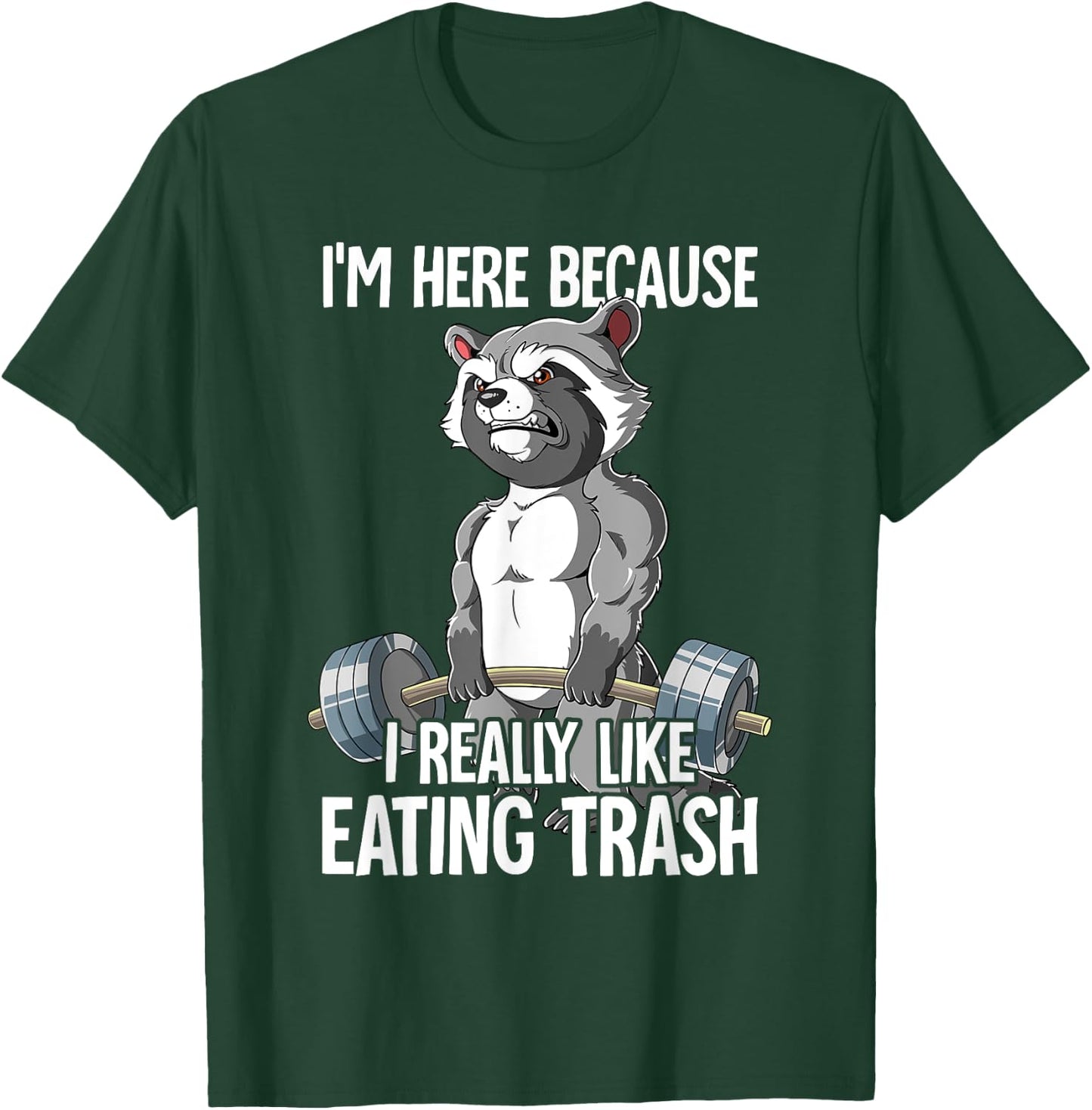 Raccoon Gym Weight Training Bodybuilder T-Shirt - T-Shirt | Forest