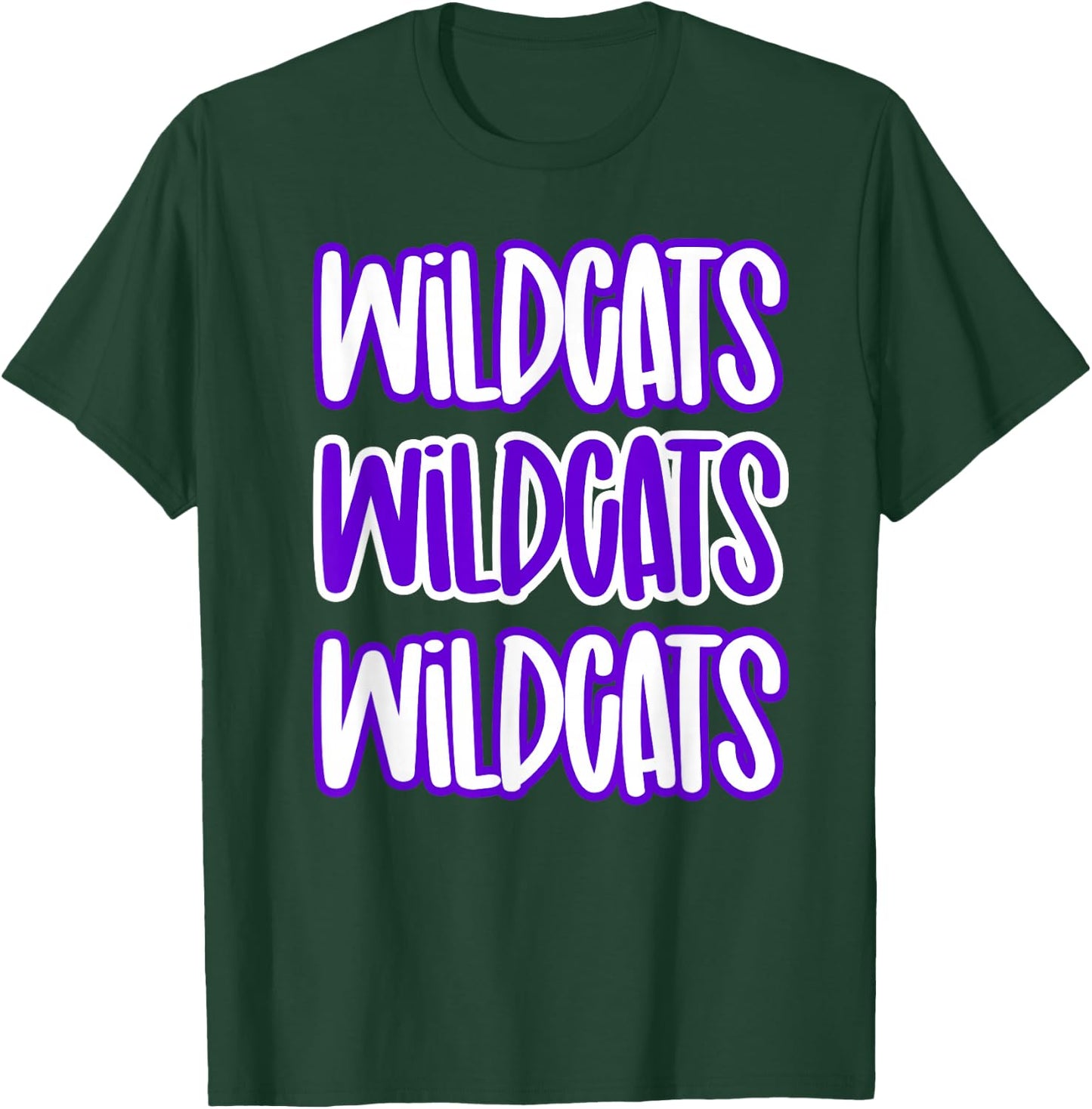 Wildcats Repeating School Spirit Purple White T-Shirt - T-Shirt | Forest