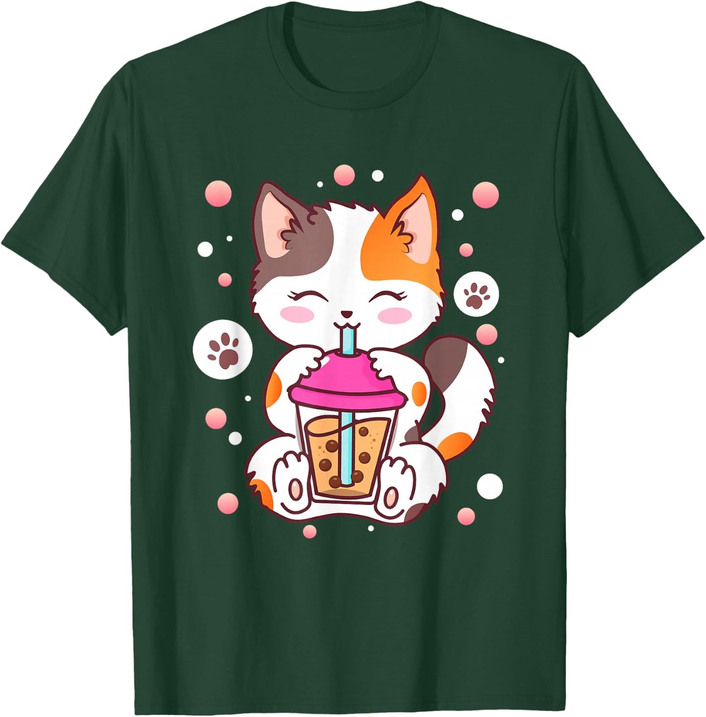 Cat Boba Tea Bubble Tea Kawaii Anime Japanese Neko Girl Teen T-Shirt - T-Shirt | Forest