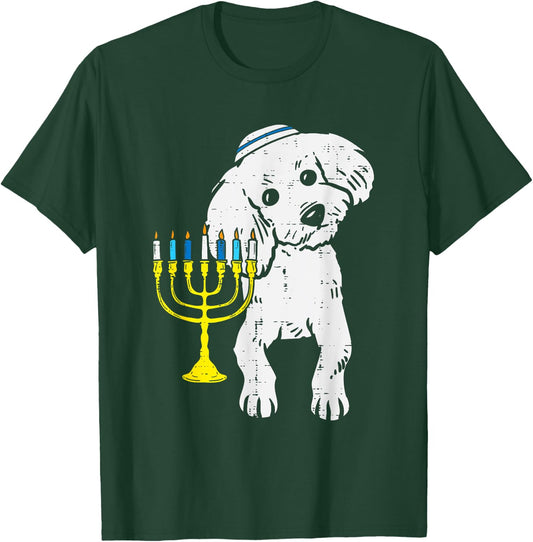 Jewish Poodle Dog Menorah Hanukkah Pajamas Chanukah PJs T-Shirt - T-Shirt | Forest