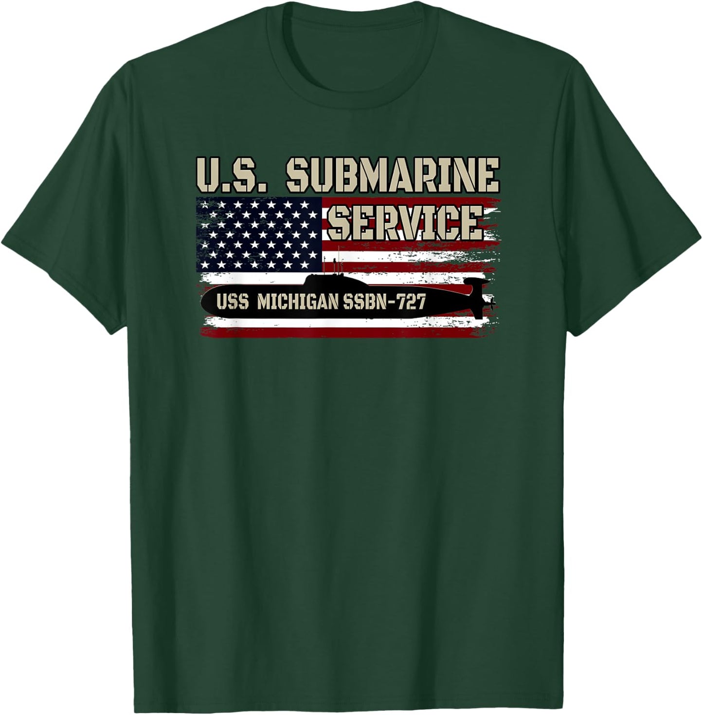 USS Michigan SSBN-727 Submarine Veterans Day Father's Day T-Shirt - T-Shirt | Forest