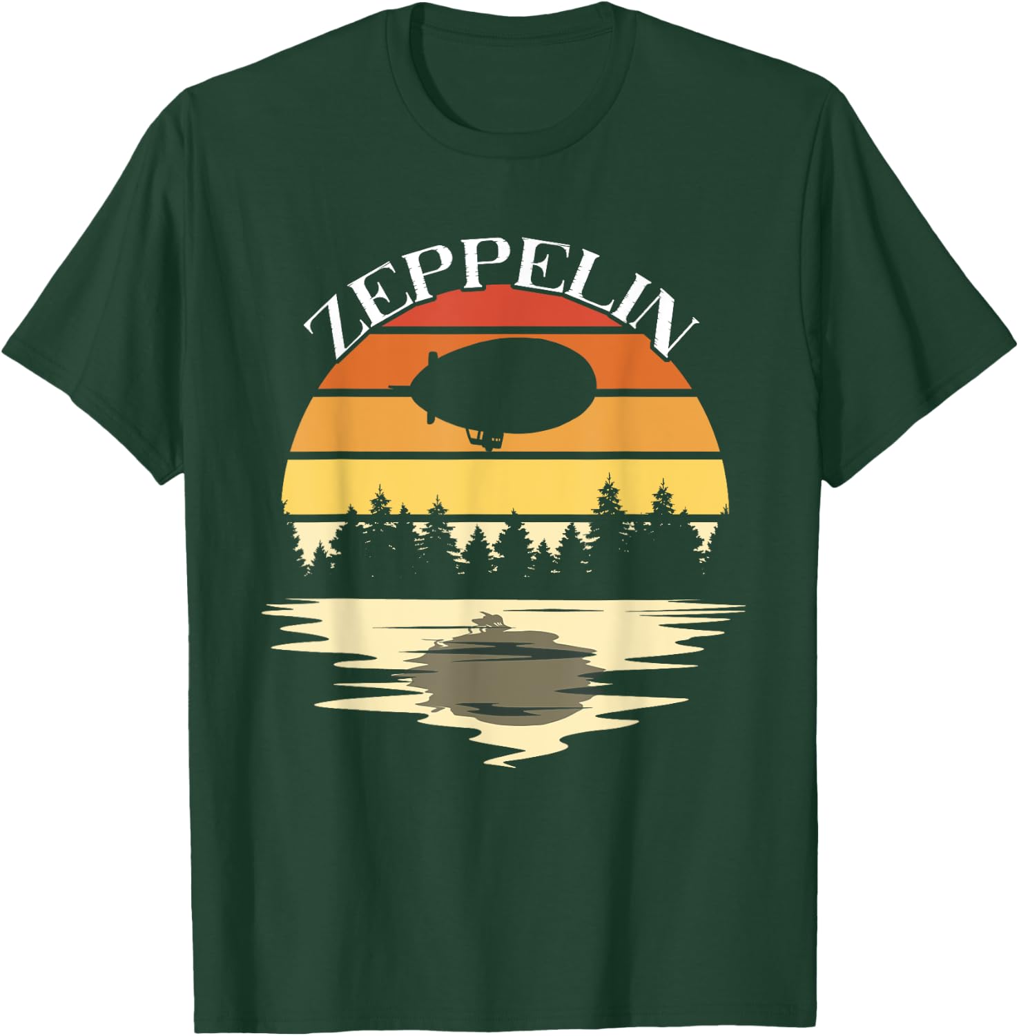 Zeppelin Retro Dirigible Landscape Blimp Zepelin Airship T-Shirt - T-Shirt | Forest