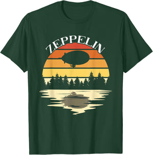 Zeppelin Retro Dirigible Landscape Blimp Zepelin Airship T-Shirt - T-Shirt | Forest