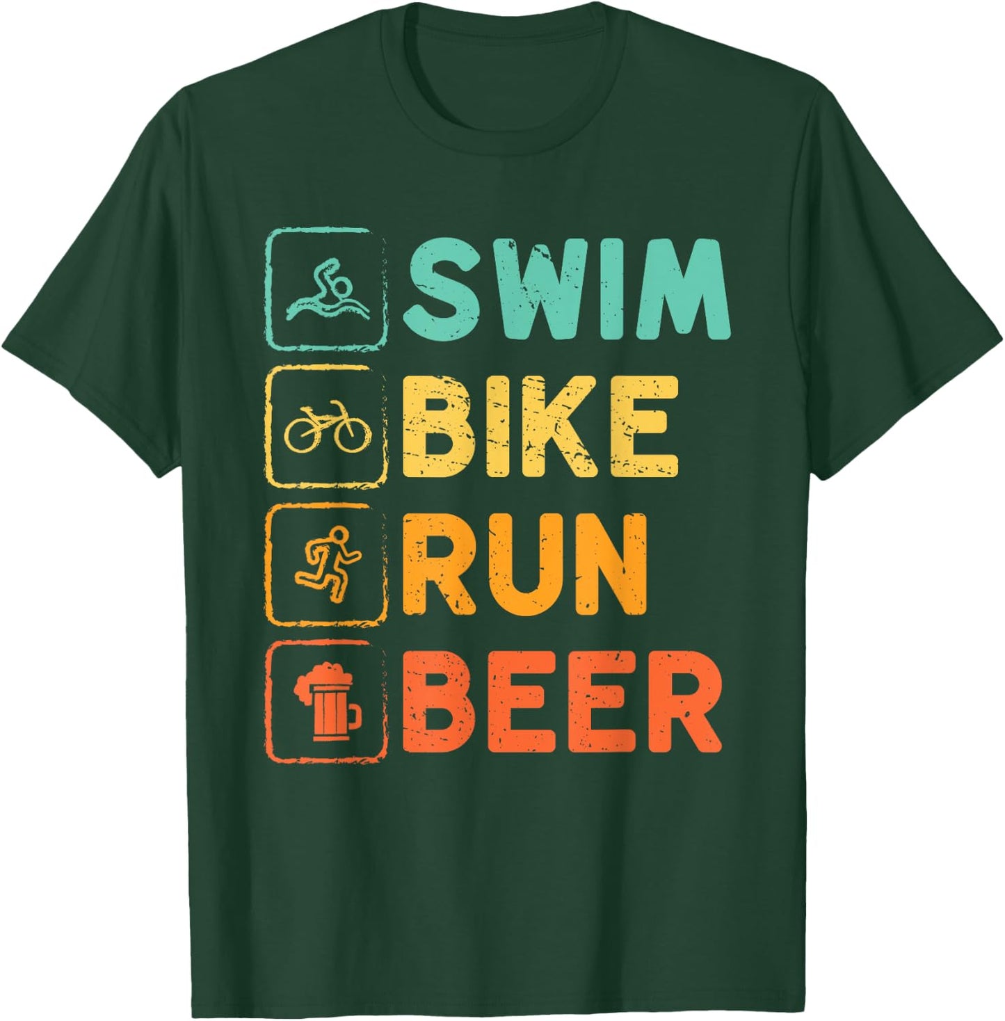 Swim Bike Run Beer Triathlon Athlete Swim Run Bike T-Shirt - T-Shirt | Forest