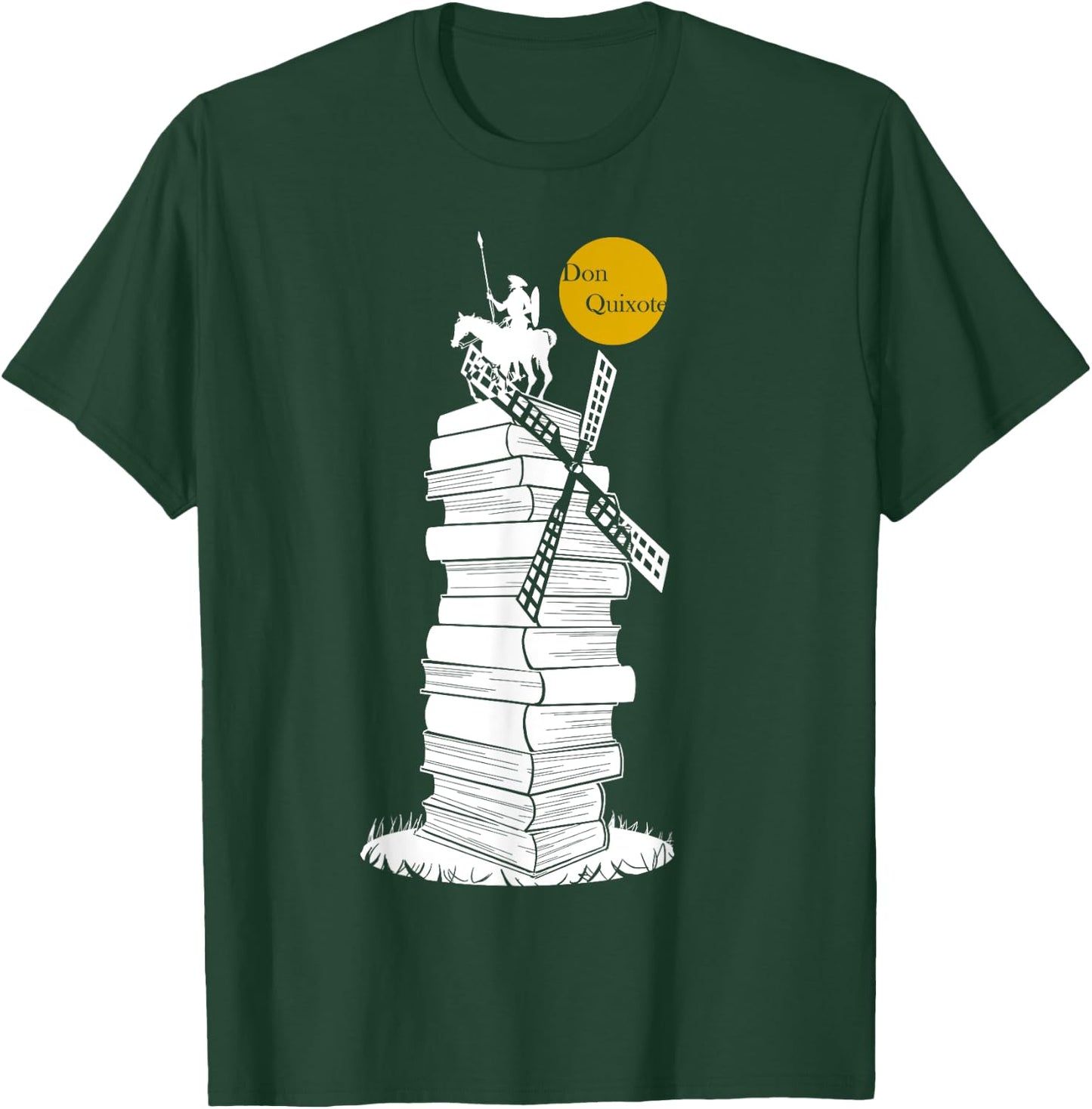 DON QUIXOTE in a Windmill of Books, White Shade T-Shirt - T-Shirt | Forest