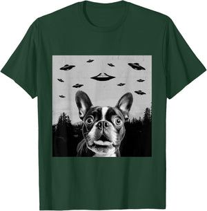 Alien UFO Funny Frenchton Dog Lover Men Women Kids T-Shirt - T-Shirt | Forest