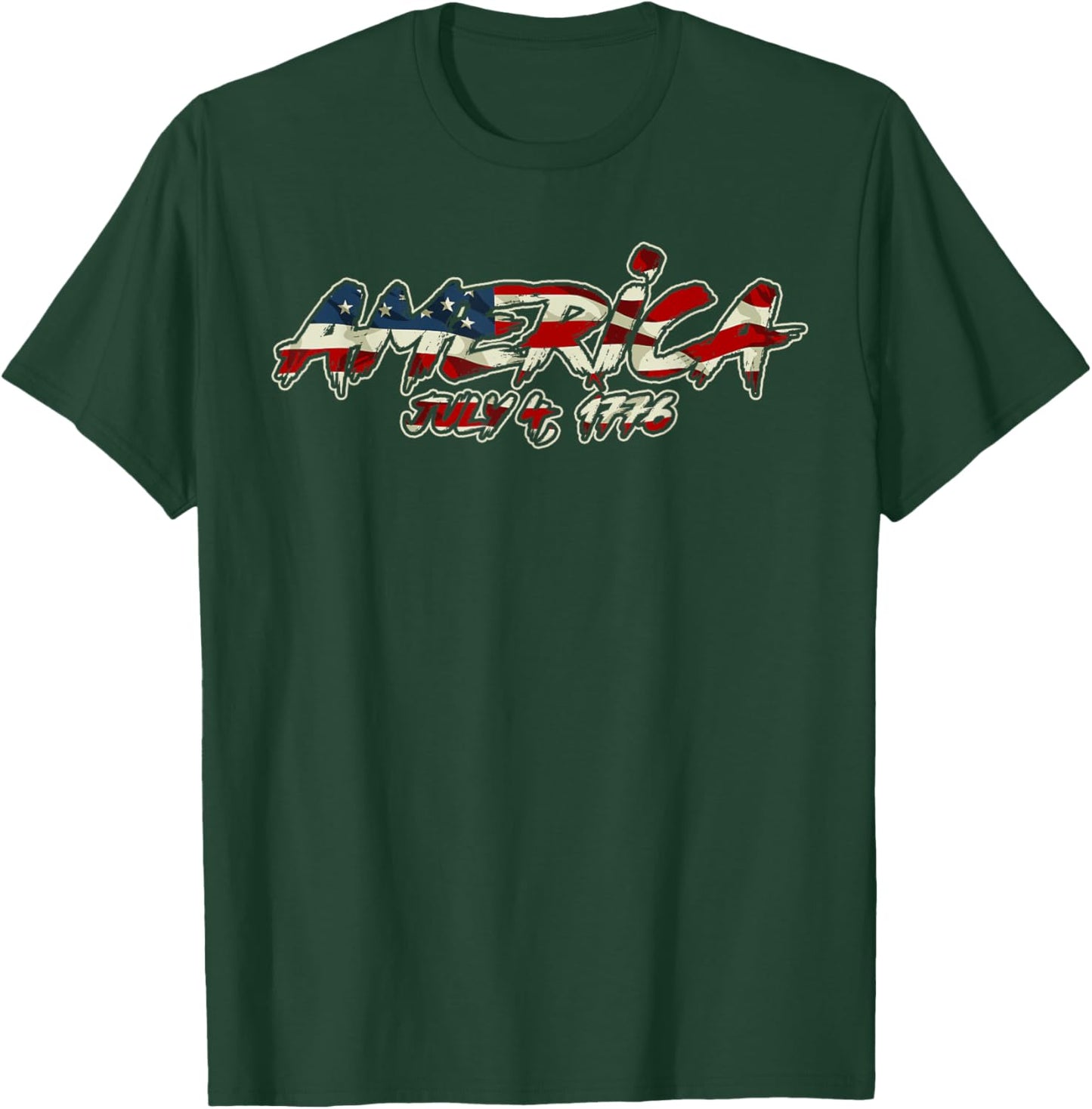America July 4 1776 4th Of July USA Flag Patriotic American Men T-Shirt - T-Shirt | Forest