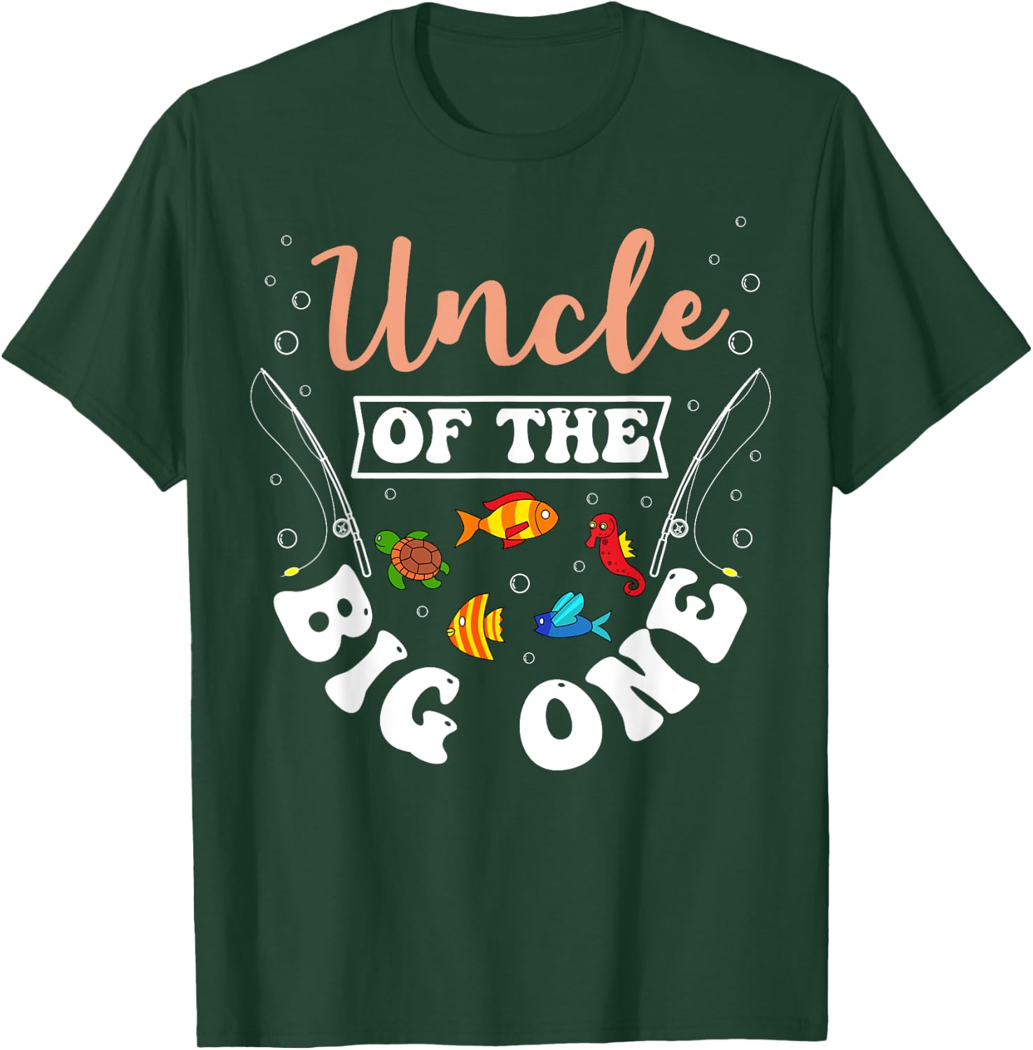 Uncle Of The Big One Fishing Birthday Party Bday Celebration T-Shirt - T-Shirt | Forest