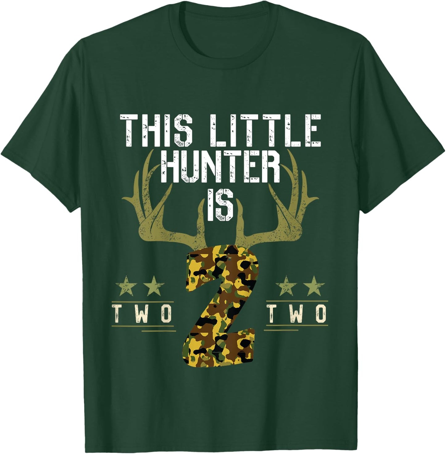 Kids 2th Birthday Funny Deer Hunter Two Years Old Boy Hunting T-Shirt - T-Shirt | Forest