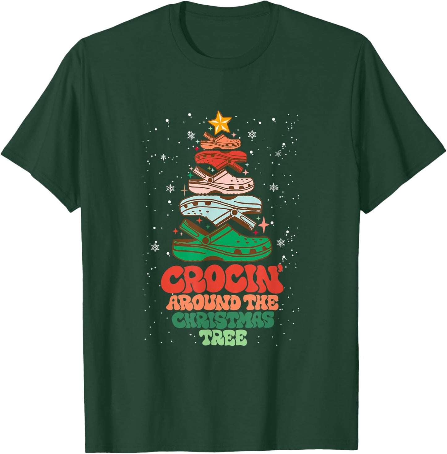 Funny Christmas Crocing Around The Christmas Tree Vintage T-Shirt - T-Shirt | Forest