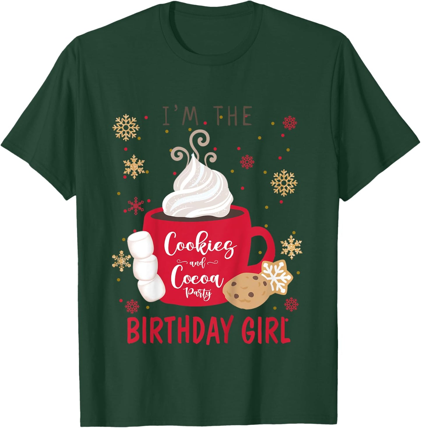Kids I'm The Cookies and Cocoa Winter Birthday Party Matching T-Shirt - T-Shirt | Forest