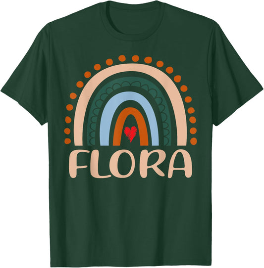 Flora Name Personalized Funny Women Rainbow Flora T-Shirt - T-Shirt | Forest
