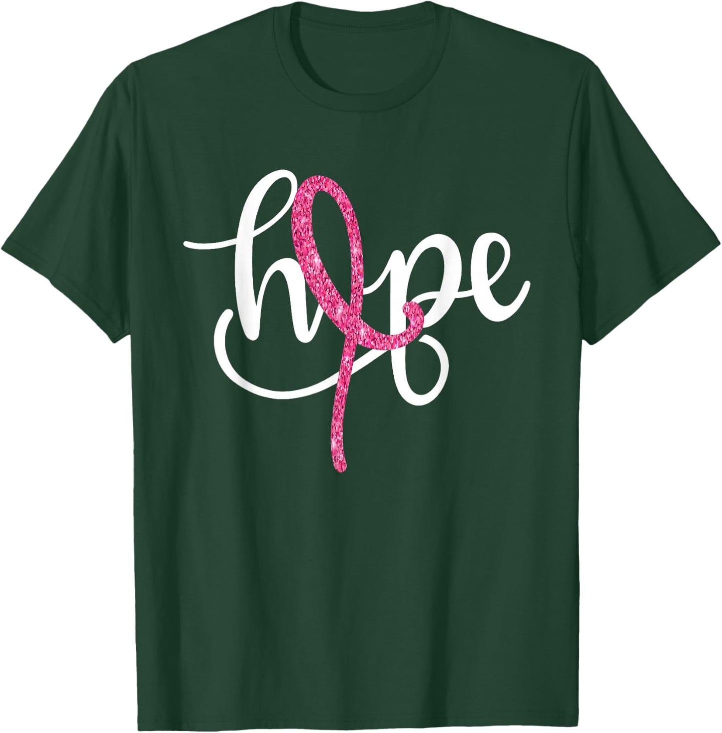 Hope Pink Ribbon Breast Cancer Awareness Support Women Girls T-Shirt - T-Shirt | Forest