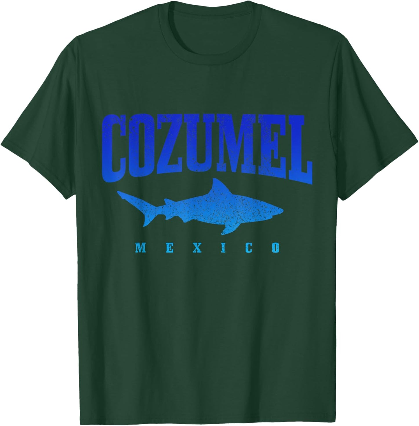 Cozumel Beach Mexico Scuba Diver Shark Diving Vintage Men Women Girls Kids T-Shirt - T-Shirt | Forest