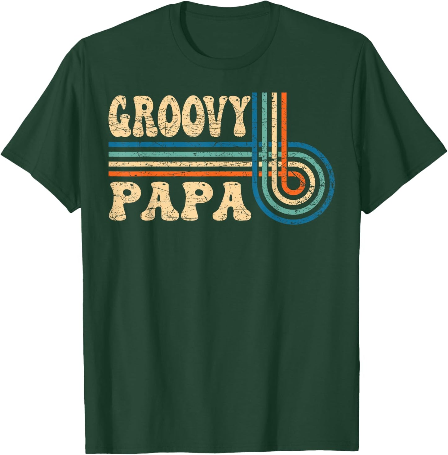 Groovy Papa 70s Aesthetic Nostalgia 1970's Retro Groovy Dad T-Shirt - T-Shirt | Forest