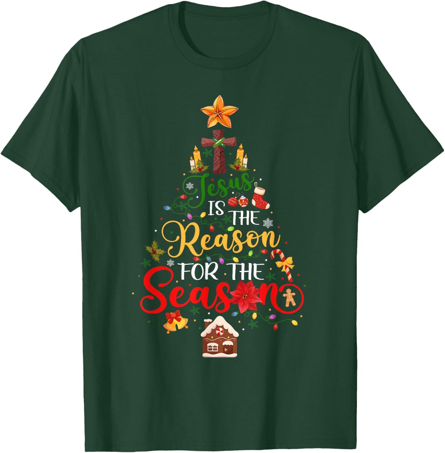 Jesus is The Reason for The Season Christian Faith Christmas T-Shirt - T-Shirt | Forest