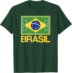 Brazil Soccer Field Flag Brasil Country Brazilian Pride T-Shirt - T-Shirt | Forest