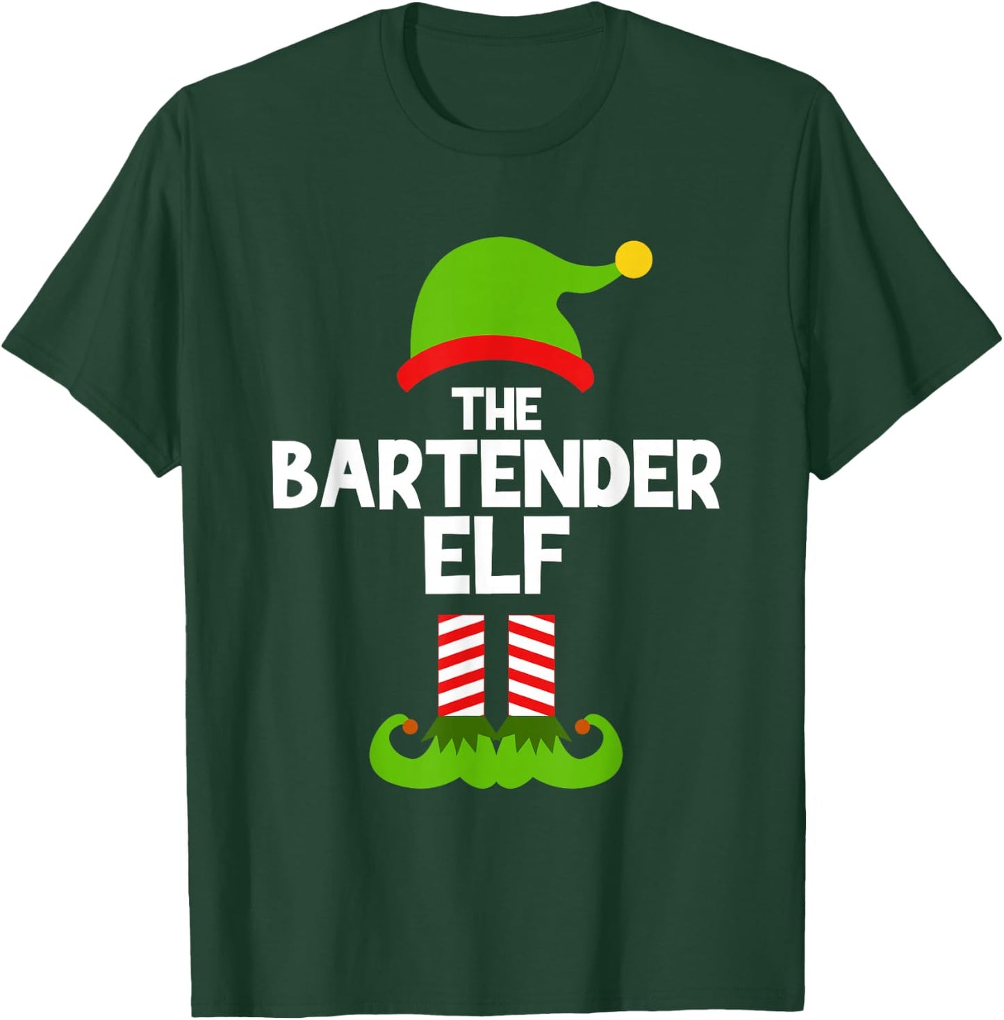 Funny The Bartender Elf Christmas Family Party Pajama T-Shirt - T-Shirt | Forest