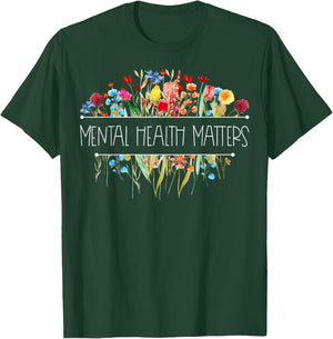 Retro Vintage Wildflower Mental Health Matters Awareness T-Shirt - T-Shirt | Forest