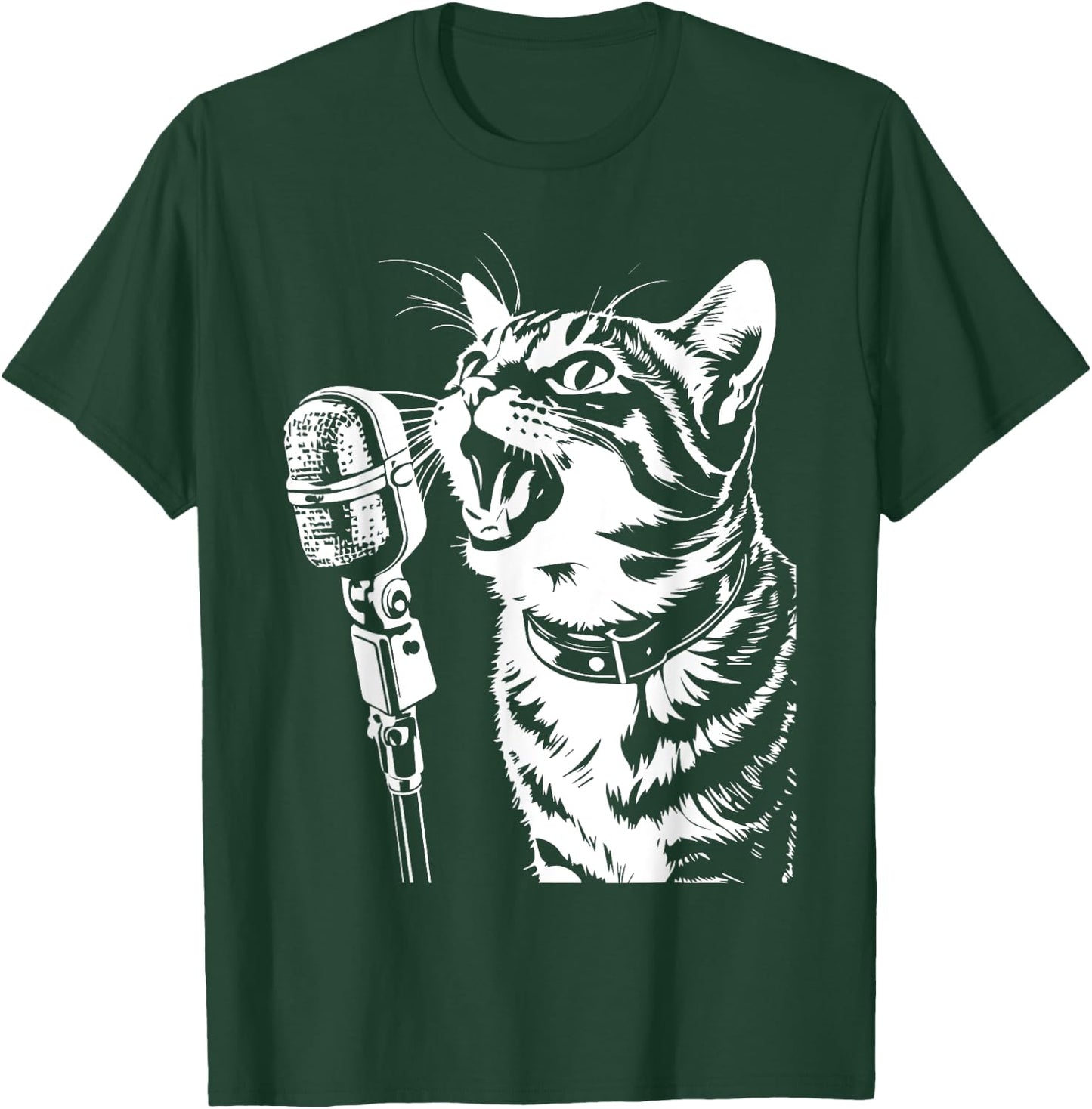Cat Singing with Microphone Cats Singer Women T-Shirt - T-Shirt | Forest