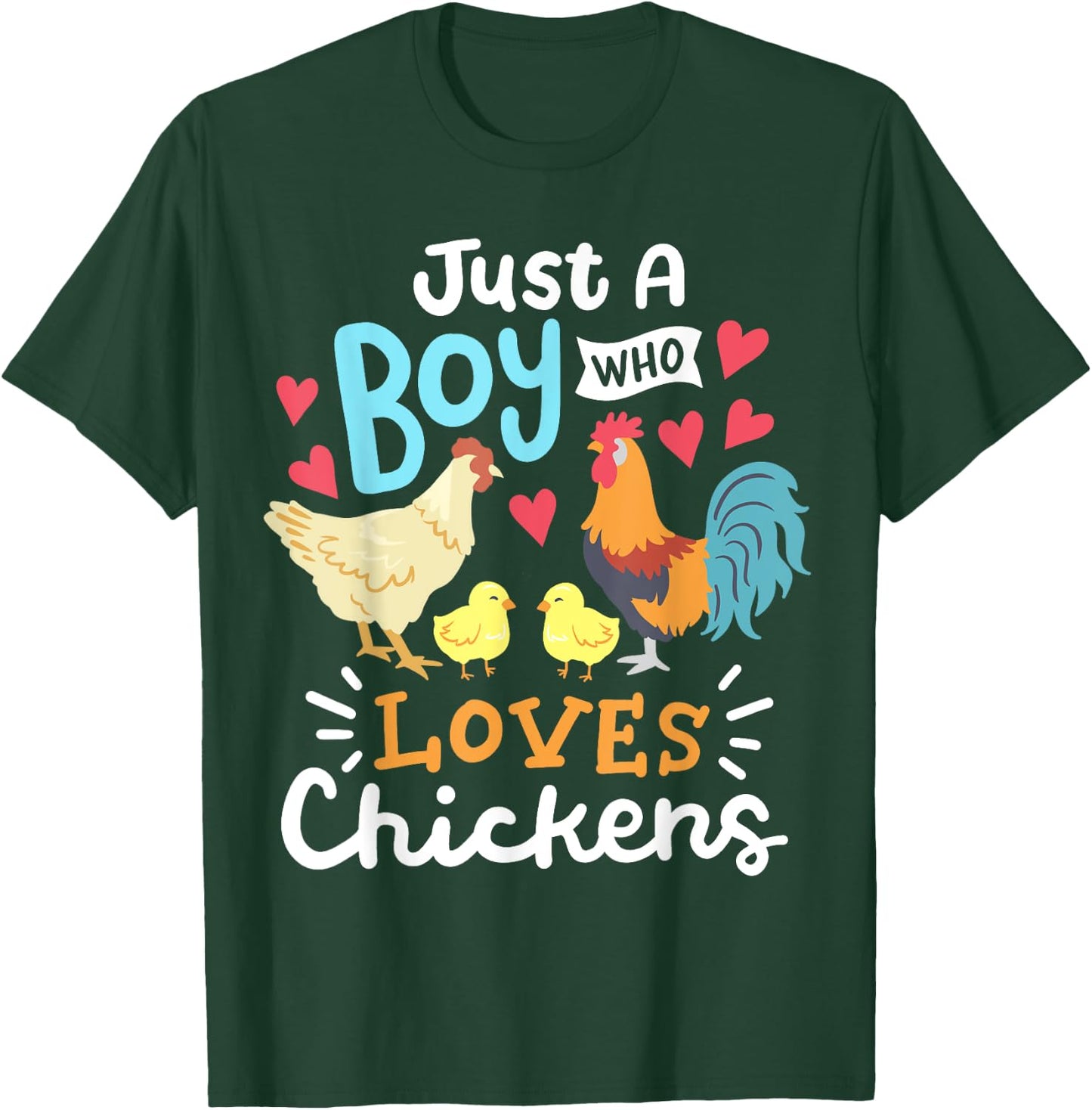 Just A Boy Who Loves Chickens Farm Chicken T-Shirt - T-Shirt | Forest