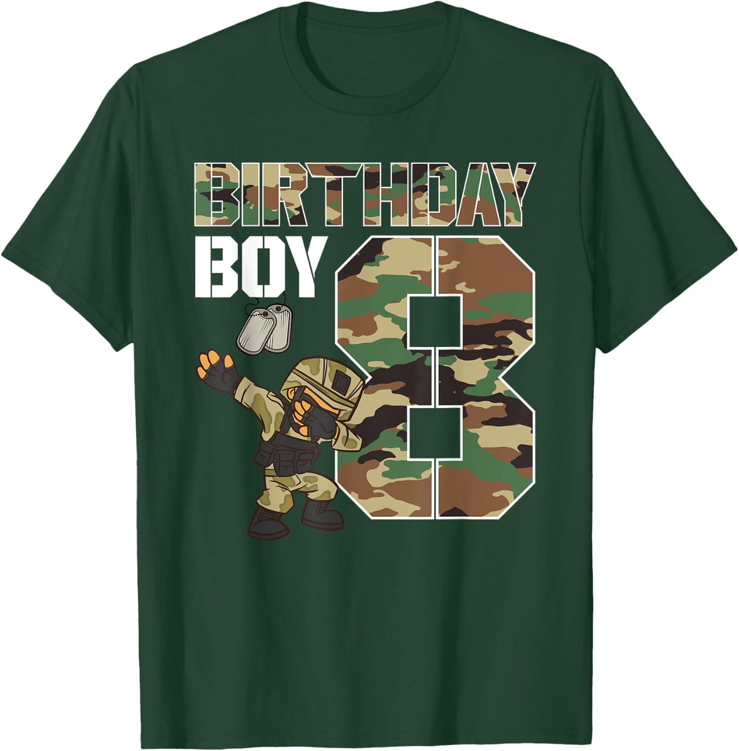 8 Year Old Boy Military Army 8th Birthday Boy T-Shirt - T-Shirt | Forest