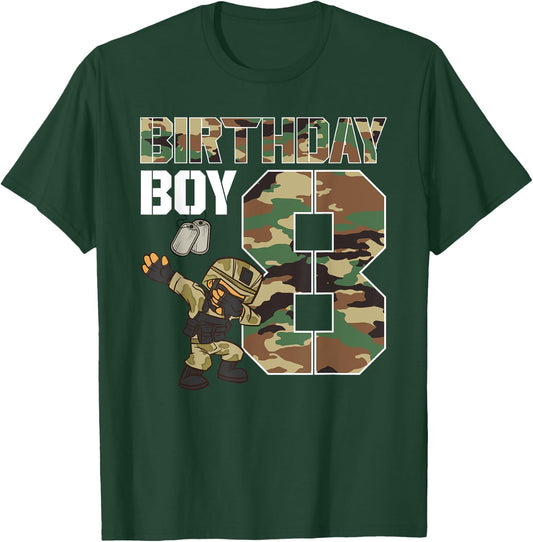 8 Year Old Boy Military Army 8th Birthday Boy T-Shirt - T-Shirt | Forest