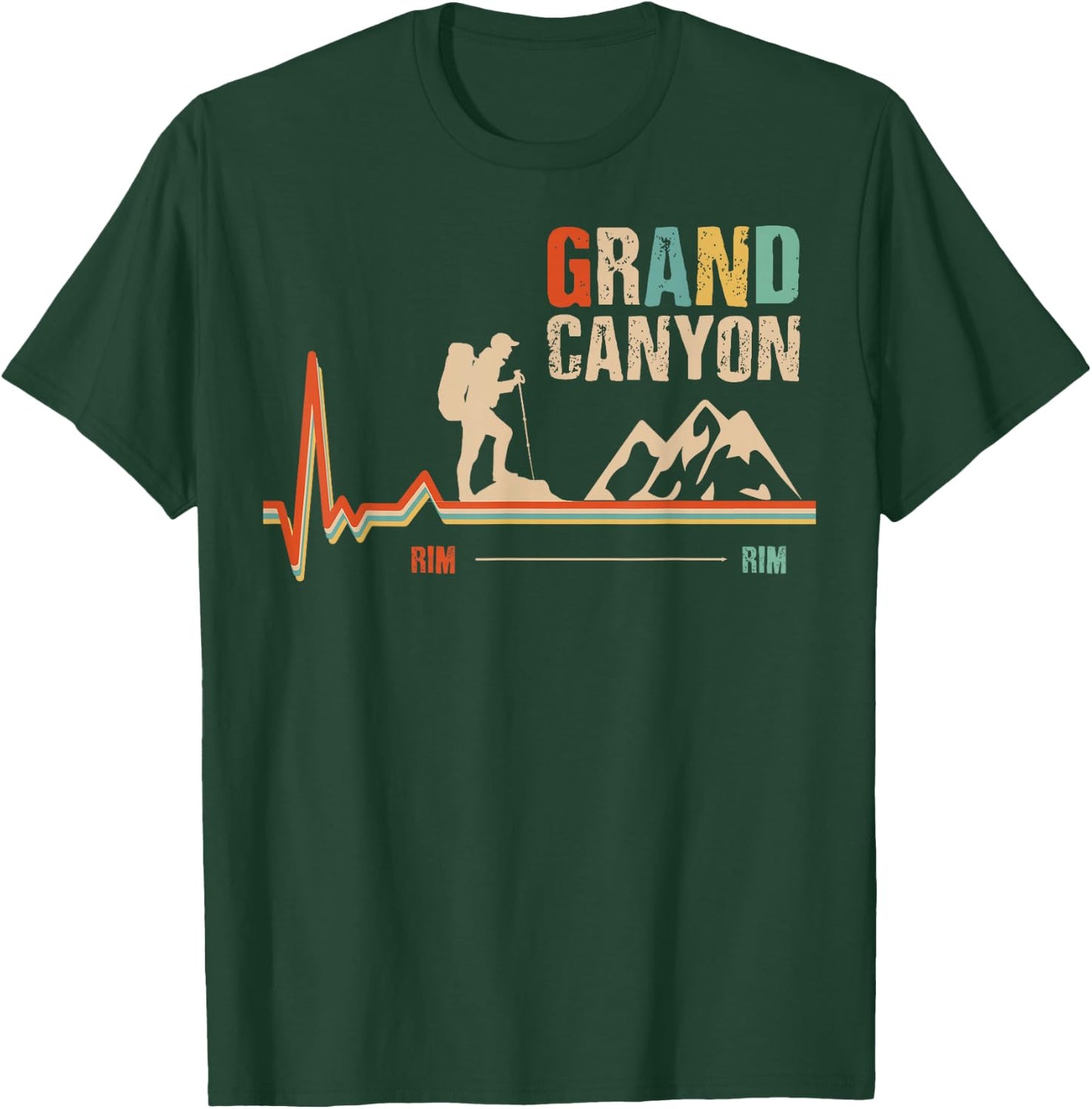 Grand Canyon National Park - Rim - Rim - Retro Hiking T-Shirt - T-Shirt | Forest