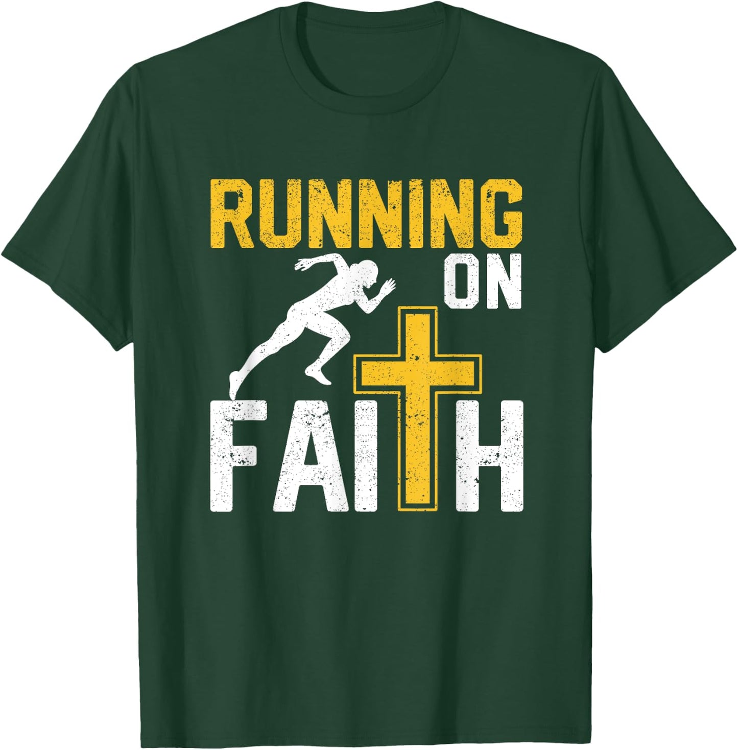 Funny Christian Workout Runner Religious Running On Faith T-Shirt - T-Shirt | Forest