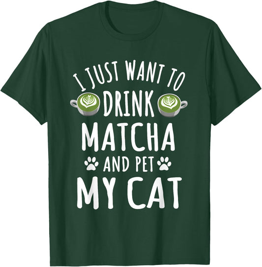 Cute Matcha And Cat Lover Outfit Cats Owner Love Matcha Women T-Shirt - T-Shirt | Forest