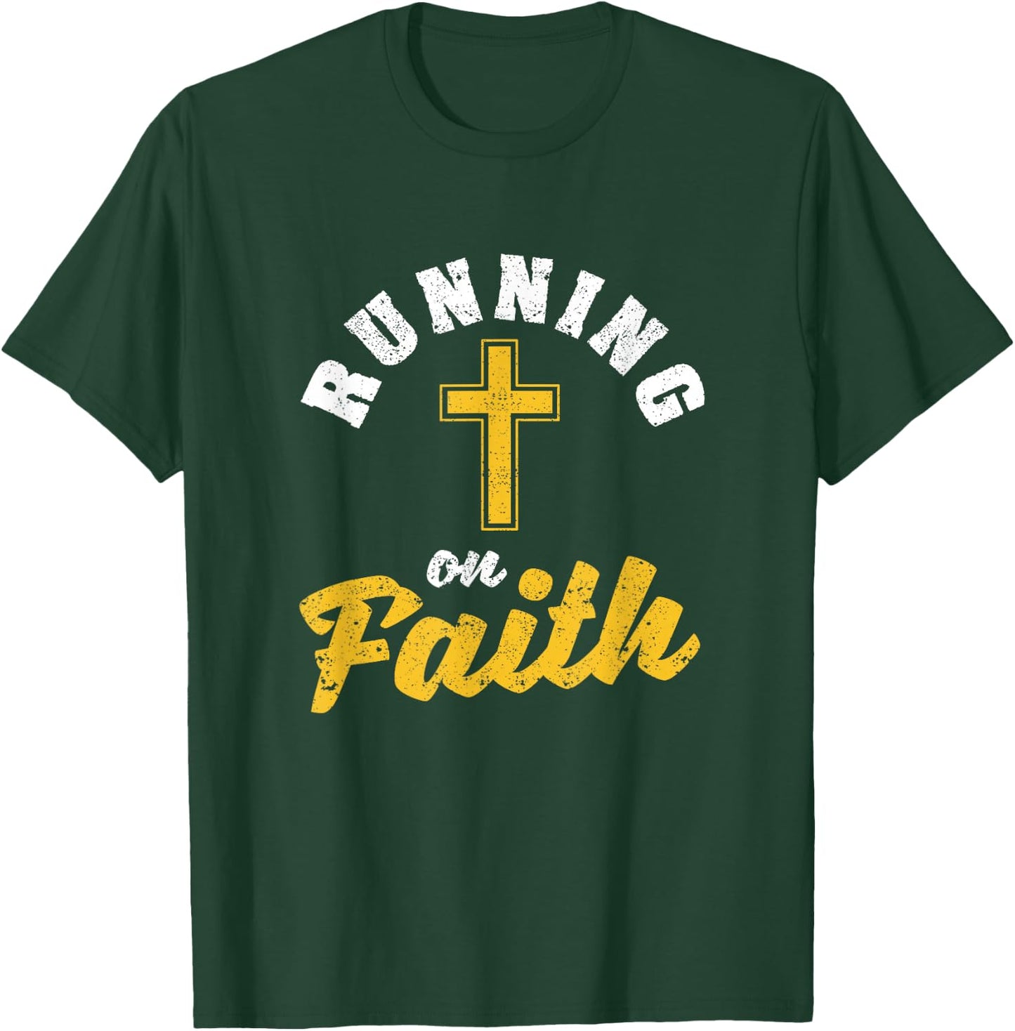 Running On Faith Funny Christian Workout Runner Religious T-Shirt - T-Shirt | Forest