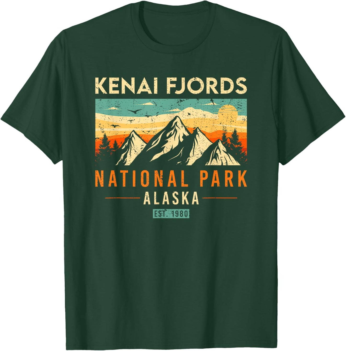 Kenai Fjords Est. 1980 Retro Alaska National Park T-Shirt - T-Shirt | Forest