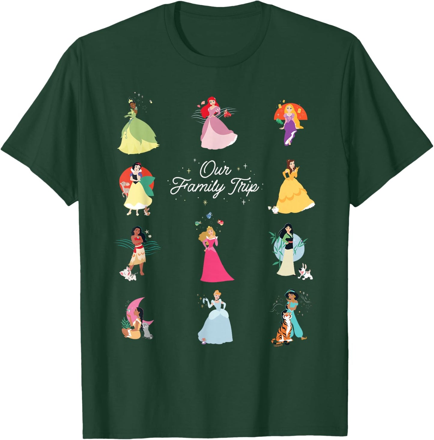 Disney Princess Our Family Trip Vacation Travel Holiday T-Shirt - T-Shirt | Forest